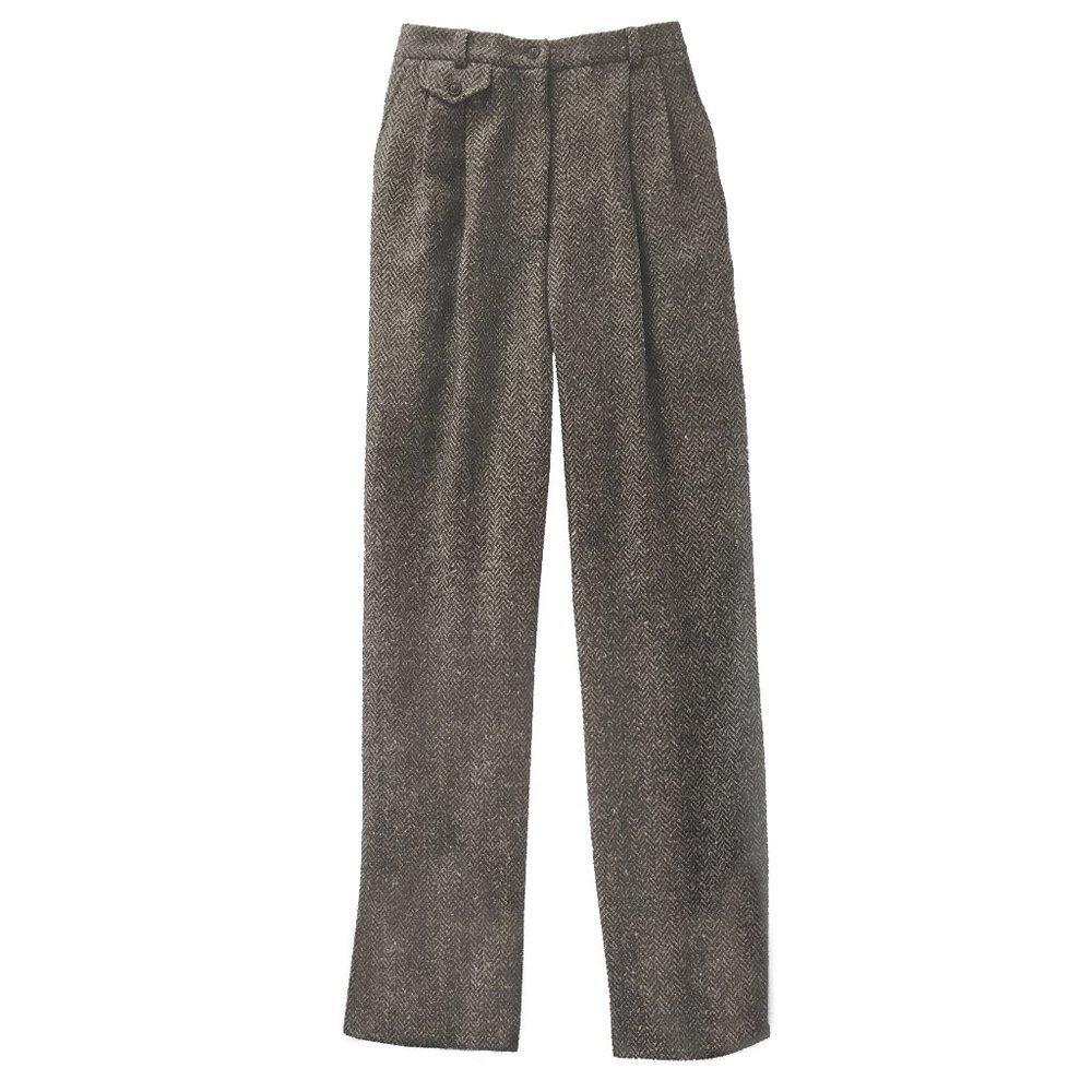 NEW $195 Orvis Herringbone Heavy Wool Pants! Gray Tweed Flat Front USA Made